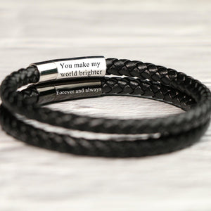Personalized Memorial Buckle Leather Bracelet