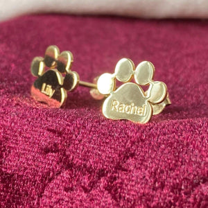 Personalized Paw Earrings, Gift for Pet Lovers, Pet Remembrance Studs