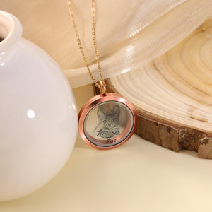 Sketch Photo Personalized Pet Fur Necklace,Pet Hair Keepsake, Loss Pet Gifts