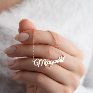Personalized Pet Name with Paw Memorial Necklace