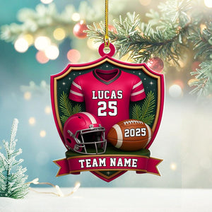 Personalized American Football Shoulder Pads and Helmet Ornament