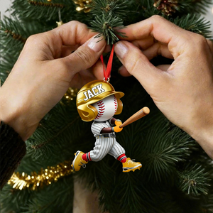 Adorable Baseball Player Personalized Ornament For Baseball Lovers