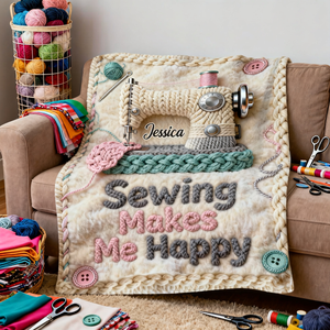 Sewing Makes Me Happy - Personalized Sewing Blanket