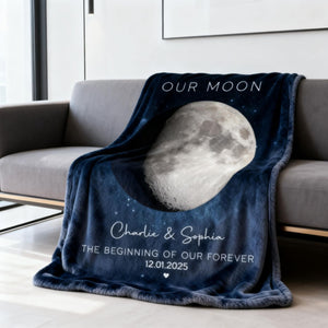 Our Moon Couple Gift Moon Phase Art Anniversary Gift Wedding Gift Personalized Blanket