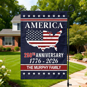 America 250th Anniversary Garden Flag Personalized Family Name