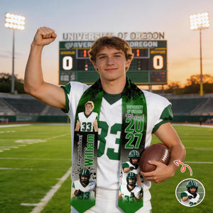 Football Graduation Sash - Custom Photo Class of 2026 Graduation Stole