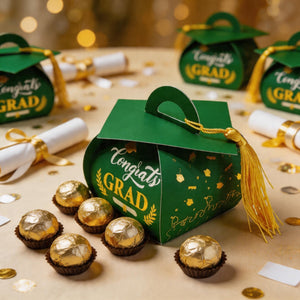 Graduation Cap Gift Box Graduation Party Favors Candy Boxes Treat Box with Tassel Table
