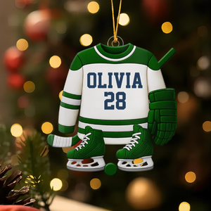 Customizable Hockey Jersey and Ice Skates Design Personalized Hockey Acrylic Ornament
