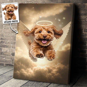 Pet Loss With Halo & Wings Heavenly - Personalized Customized Canvas Poster - Memorial Gift For Pet Lovers