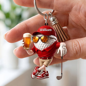 Beer Golf Personalized Keychain For Golf Lovers