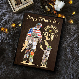 Personalized Army Dad and Son Canvas, Army Soldier Photo Collage Canvas