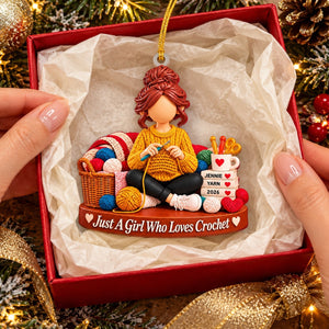 Just A Girl Who Loves Crochet - Personalized Christmas Ornament,Yarn Lover Christmas Gift