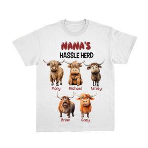 Personalized Gifts For Mom Pure Cotton T-shirt, Funny Highland Cow Hassle Herd