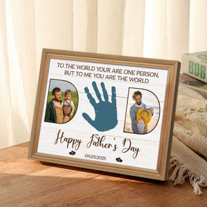Personalized Father’s Day Handprint Canvas Poster,Custom Dad Photo Canvas