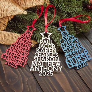 Family Names 2025 Christmas Tree Ornament Personalized Family Ornament
