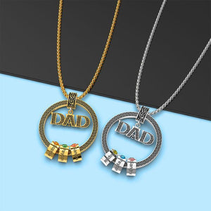 To My Dad-Personalized Circle Pendant with Custom Beads Birthstone Pendant Necklace