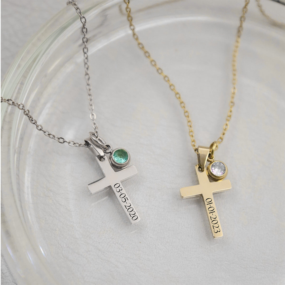 Personalized cross necklace with birthstone, confirmation gift for her