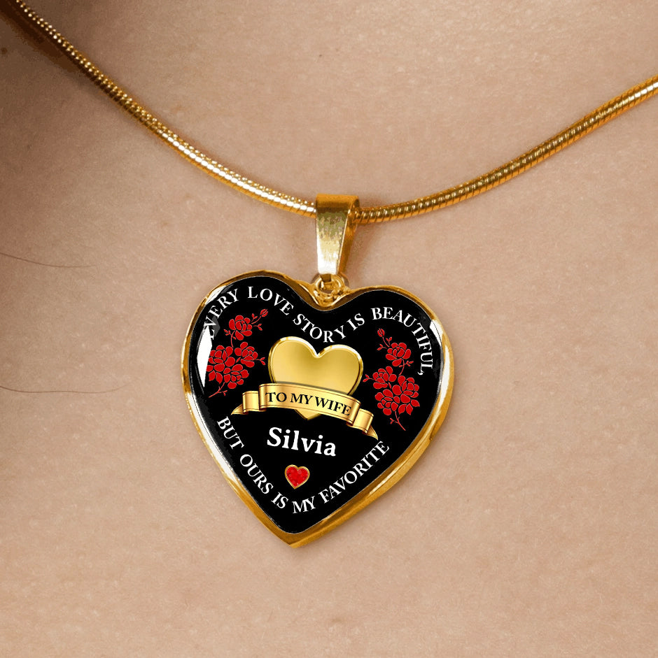 Personalized Necklace Valentine Heart Necklace Every Love Story Is Beautiful For Wife