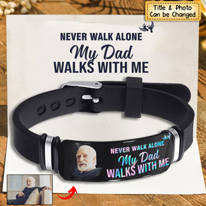 Never Walk Alone My Love Walks With Me Memorial Gift-Personalized Engraved Bracelet