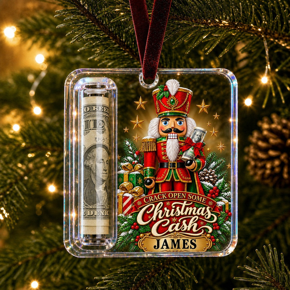 Personalized Christmas Cash Gift Holder Acrylic Ornament