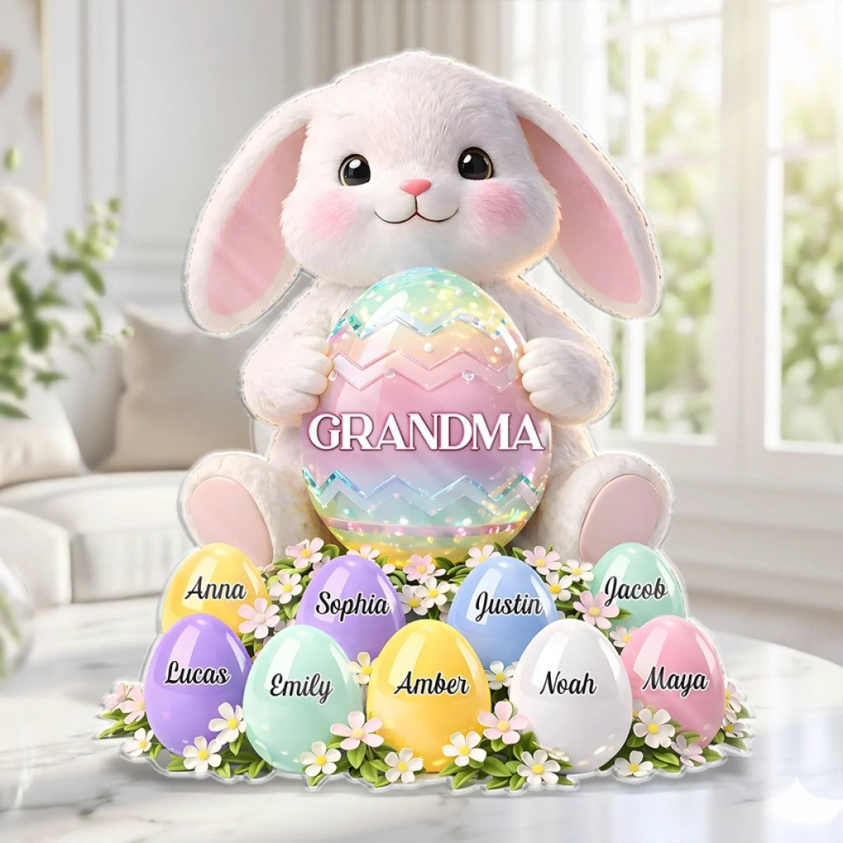 Custom Acrylic Plaque - Personalized Easter Gifts For Mom, Grandma - Bloom With Grace And Love