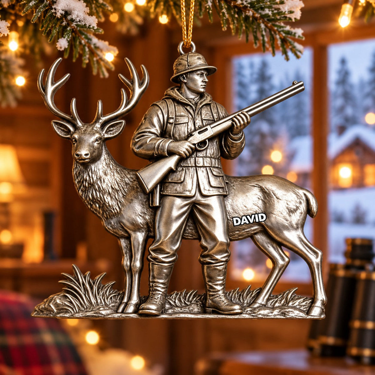 Personalized Hunter-themed Ornament,Custom Name Christmas Gift