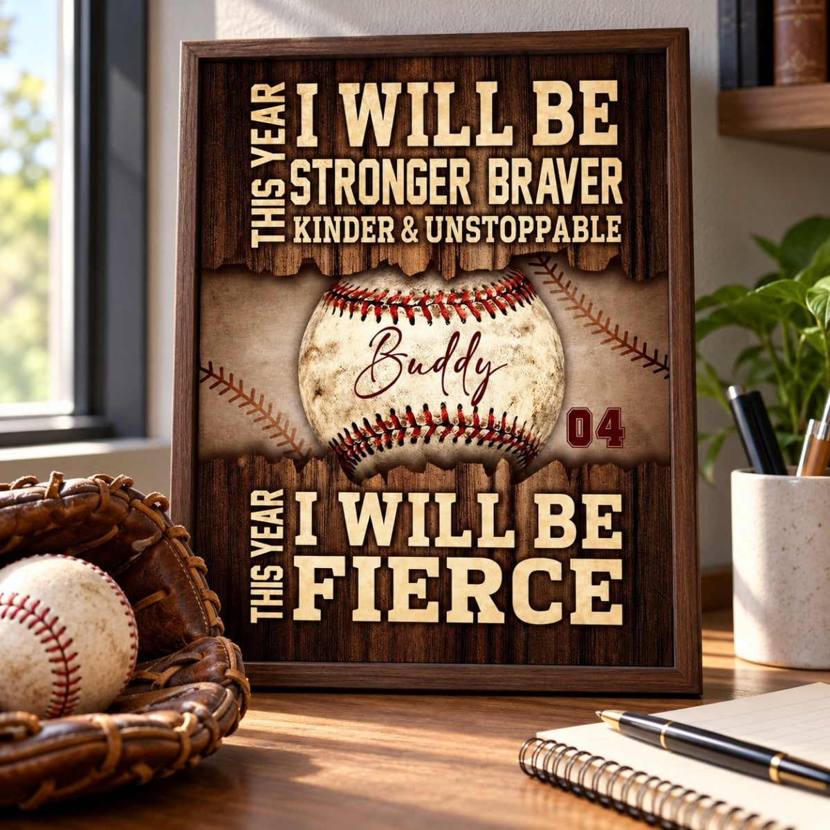 Baseball Gift - This Year I Will Be Stronger, Braver, Kinder & Unstoppable Personalized Canvas