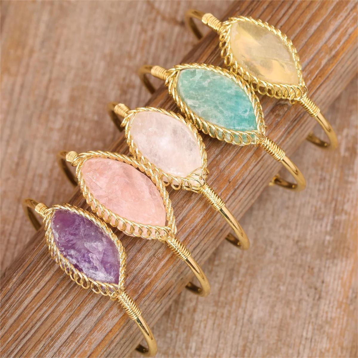 Elegant Amethyst Gold Cuff Bracelet For Her