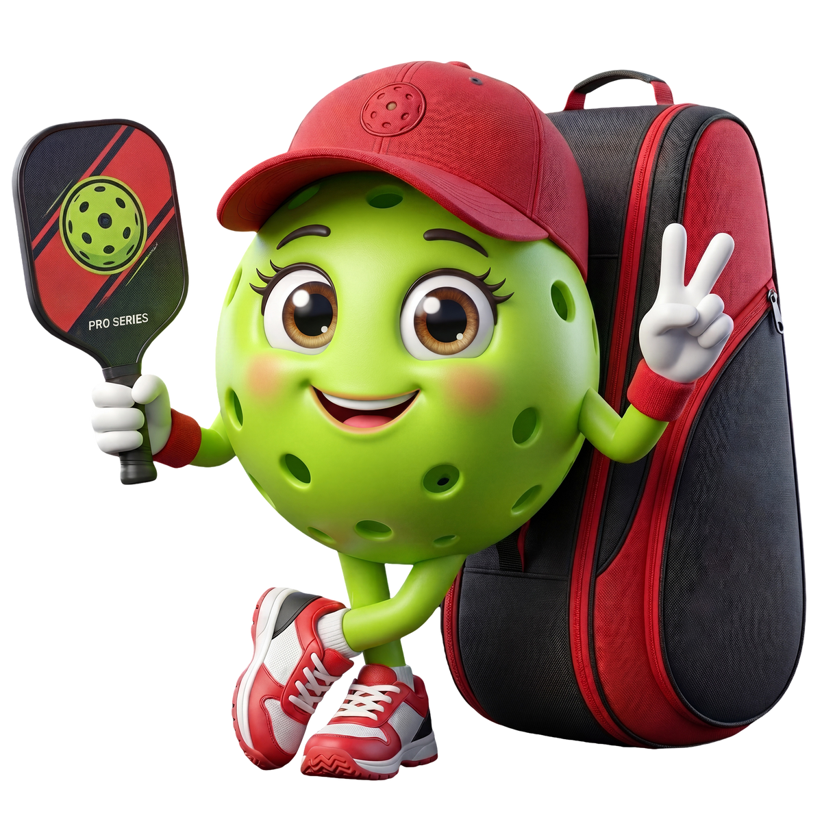 Pickleball Paddle & Sports Bag Keychain - Personalized Pickleball Mascot Keychain Gift for Male & Female Player