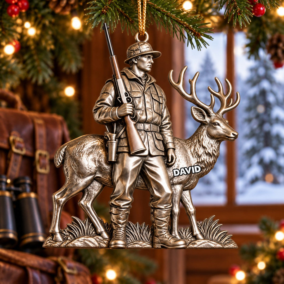 Personalized Hunter-themed Ornament,Custom Name Christmas Gift