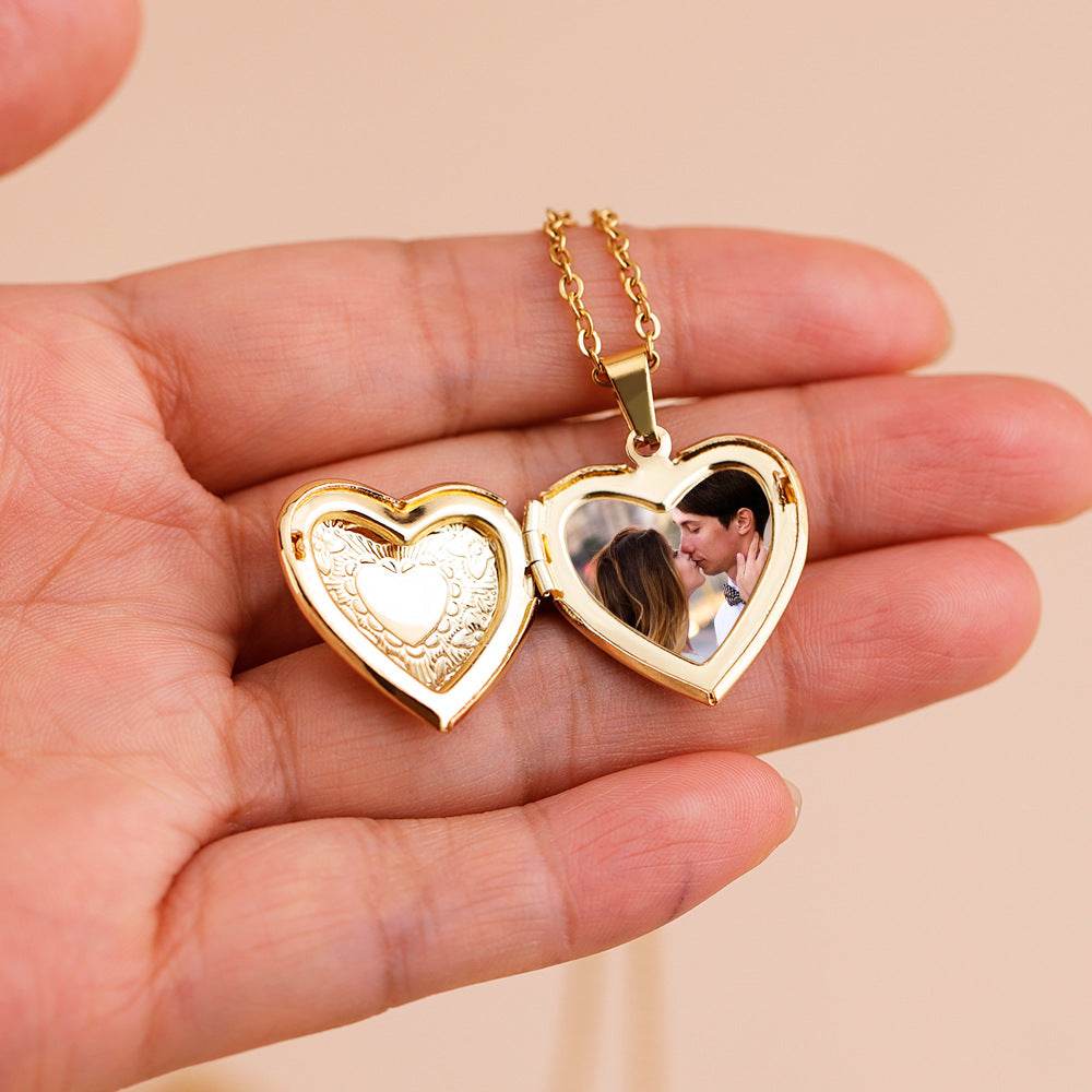 Personalized Gold Photo Locket Necklace, Gift for Her