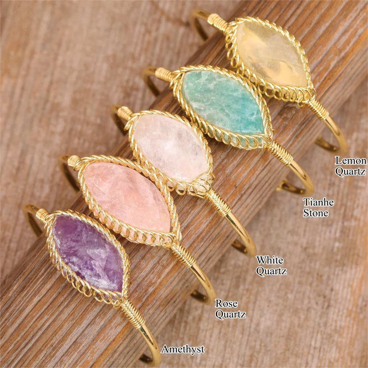 Elegant Amethyst Gold Cuff Bracelet For Her