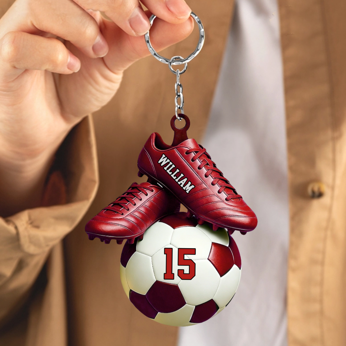 Custom Name & Jersey Number Personalized Keychian for Soccer Lover