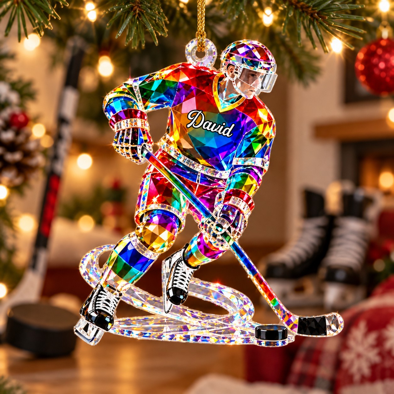 Personalized Hockey Player Acrylic Ornament,Christmas Gift For Hockey Lovers