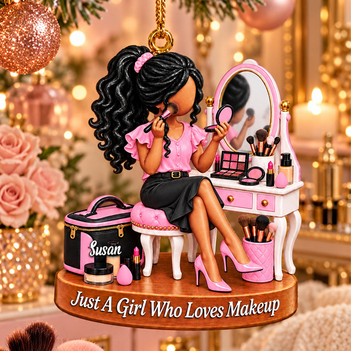Personalized Makeup Girl Christmas Ornament Gift For Beauty Lover