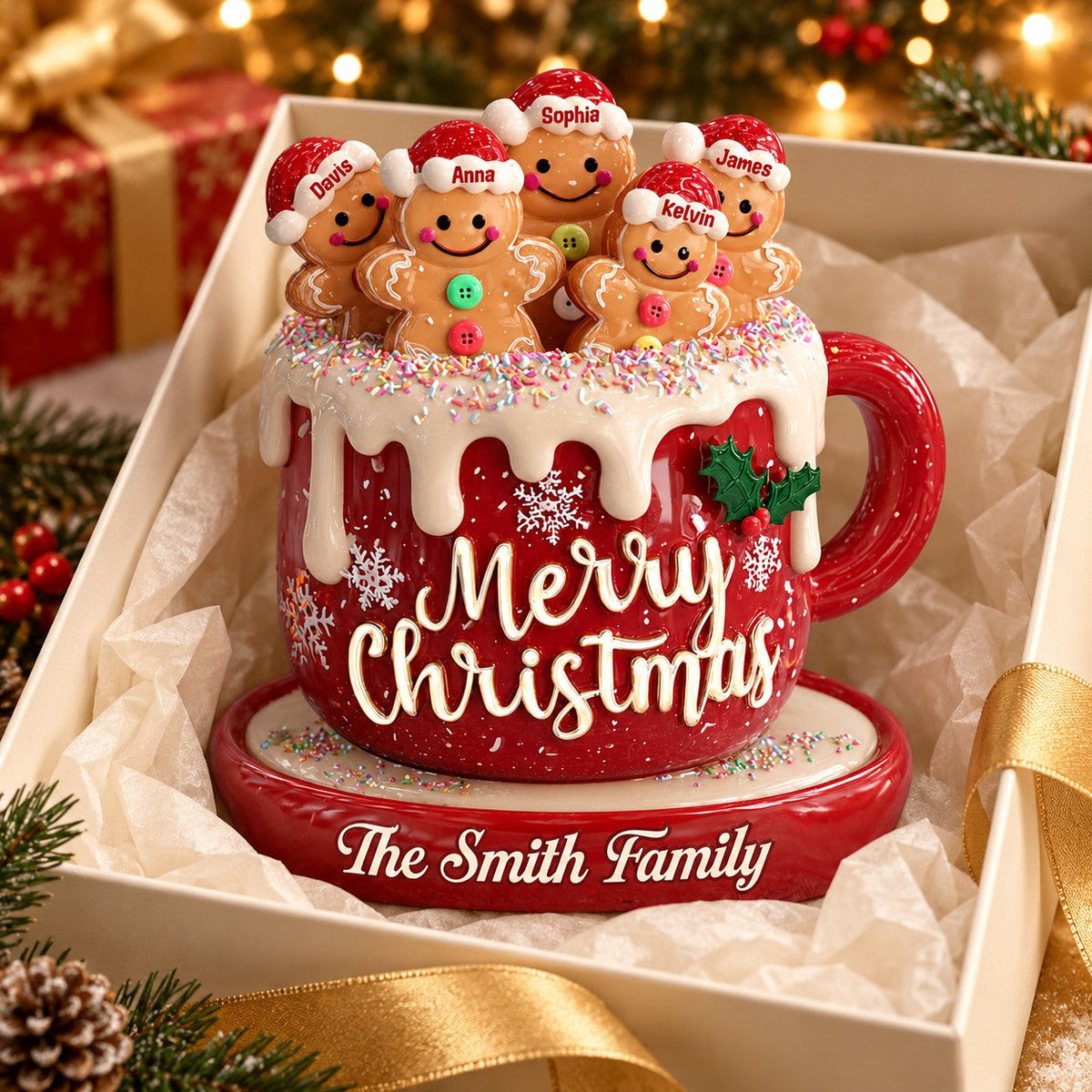 "Merry Christmas" Personalized Family Custom Shaped Acrylic Plaque – Custom Name Holiday Keepsake Gift For Families