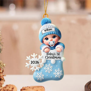 Baby In Christmas Stocking – Baby's 1st Christmas Personalized Ornament