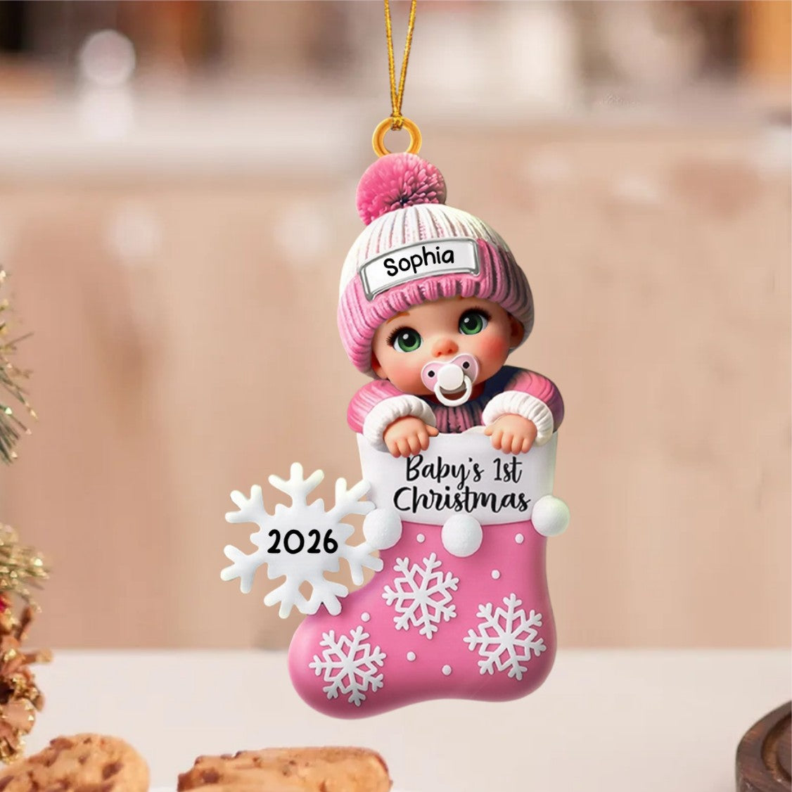 Baby In Christmas Stocking – Baby's 1st Christmas Personalized Ornament