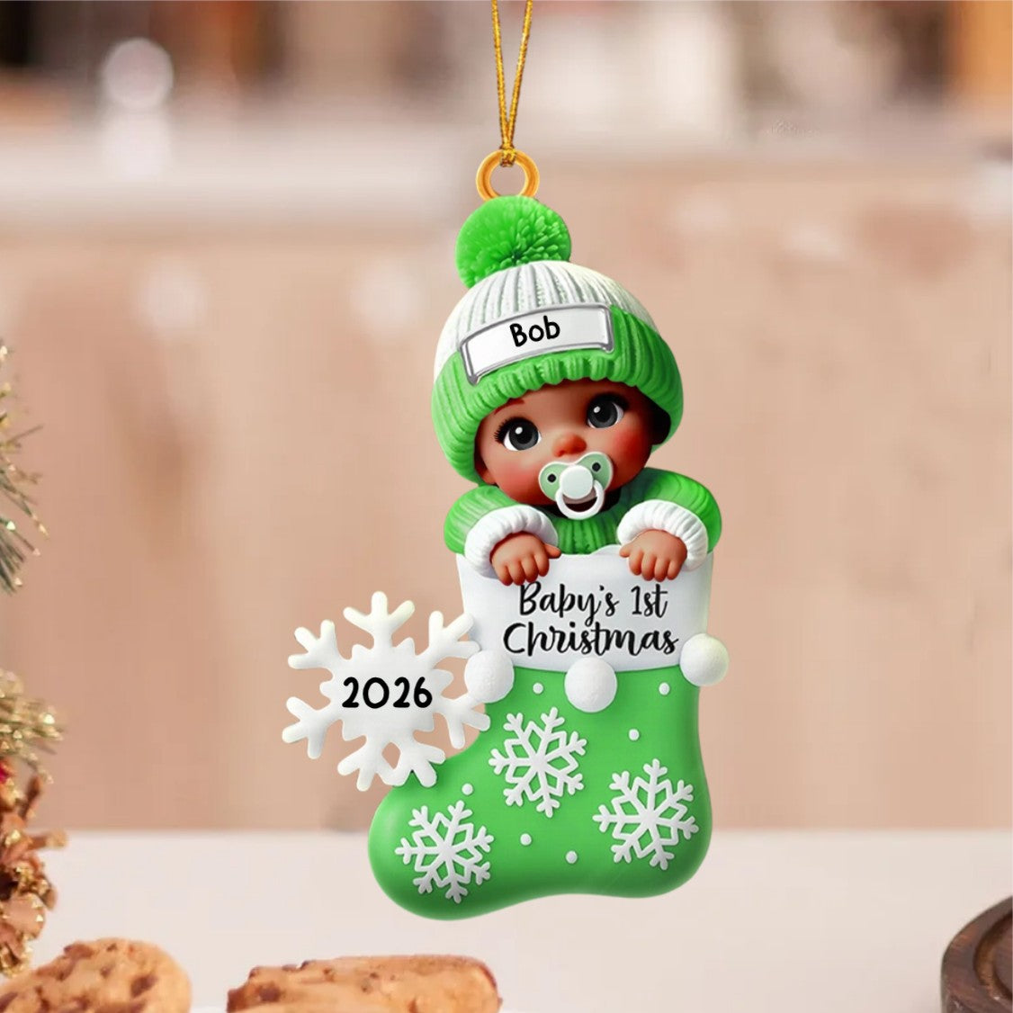 Baby In Christmas Stocking – Baby's 1st Christmas Personalized Ornament