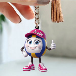 Thumbs up! Volleyball Player Keychain - Personalized Cute Volleyball Mascot Keychain