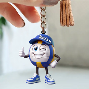 Thumbs up! Volleyball Player Keychain - Personalized Cute Volleyball Mascot Keychain