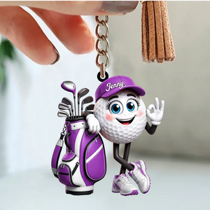 OK Gesture Male & Female Golf Ball Keychain - Personalized Cute Golf Mascot Keychain