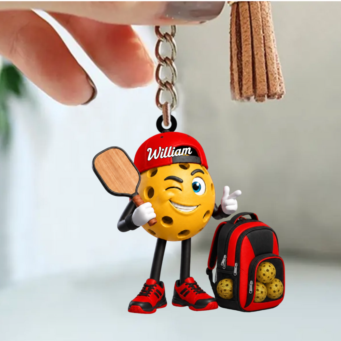 Cool Male & Female Pickleball Player Keychain- Personalized Pickleball Mascot Keychain Gift for Pickleball Enthusiast
