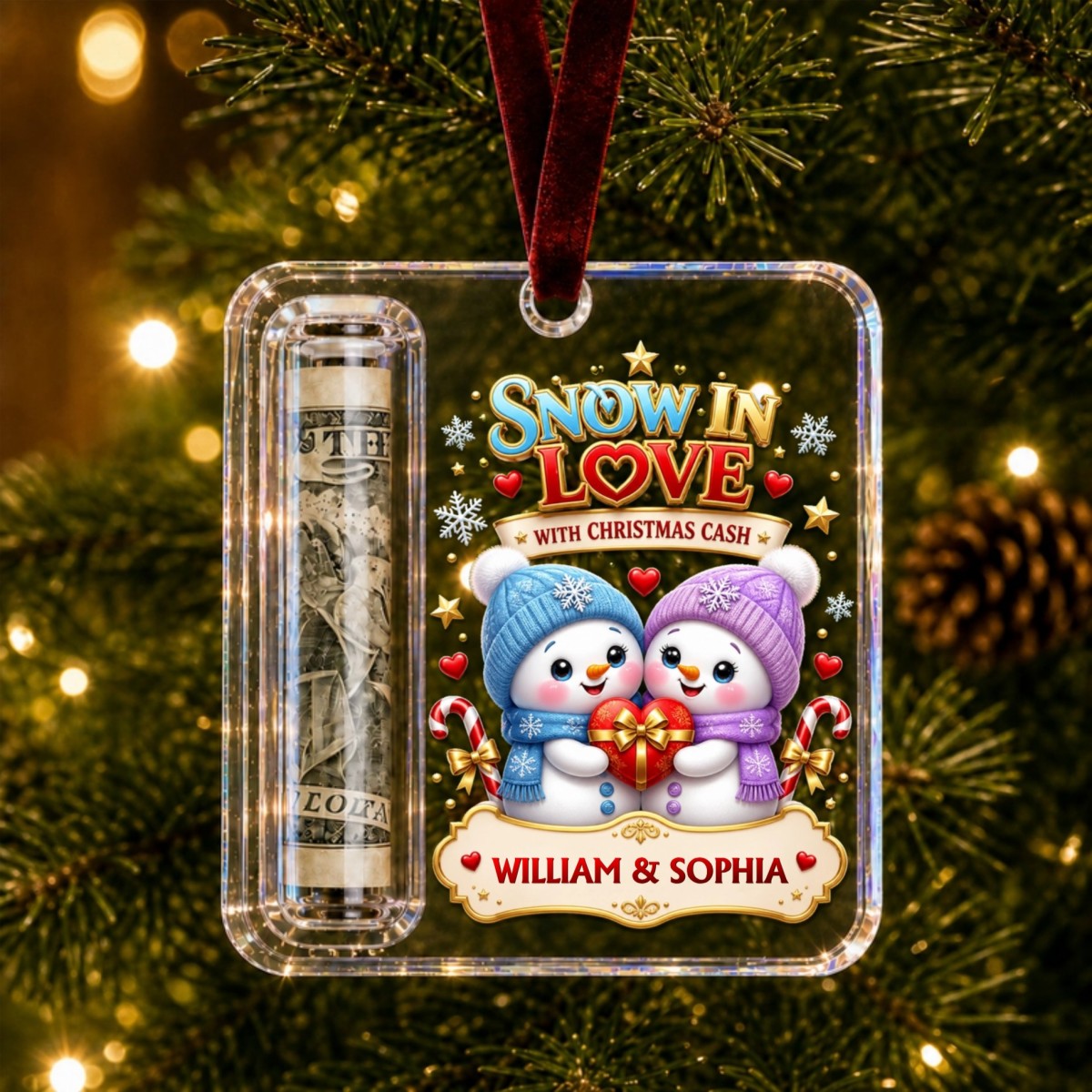 Couple Gift Personalized Christmas Cash Holder Acrylic Ornament