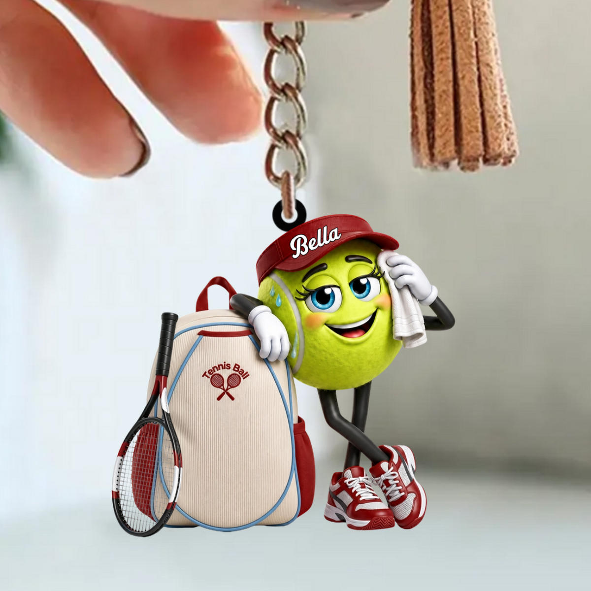 Personalized Cute Sweaty Male & Female Tennis Ball Keychain