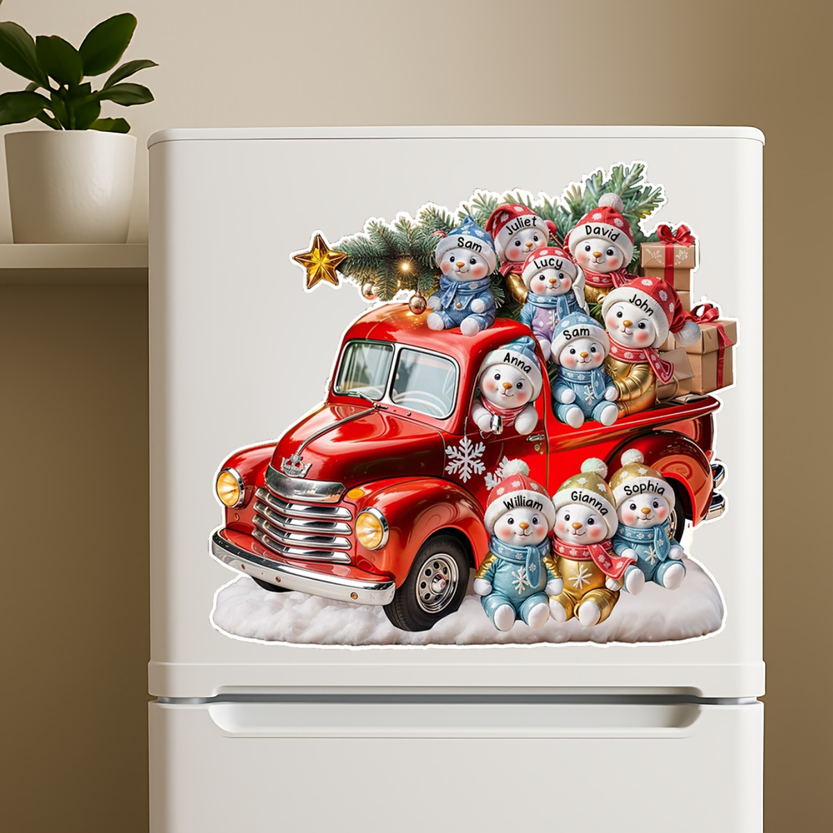 Wishing You A Merry Christmas - Family Personalized Truck Decal