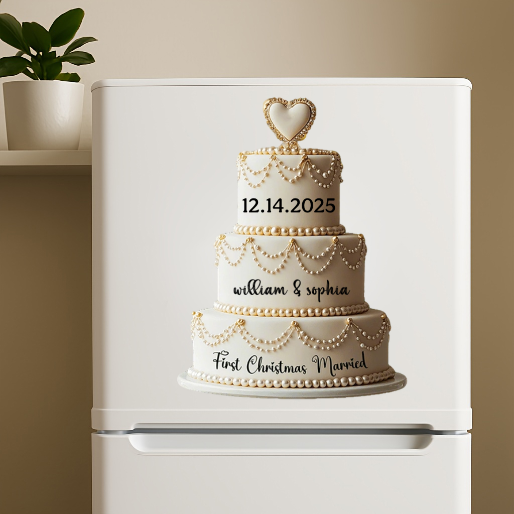 Personalized Wedding Cake First Christmas Married Decal