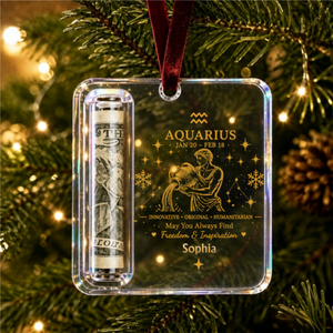 Custom Name – Personalized Zodiac Christmas Cash Ornament