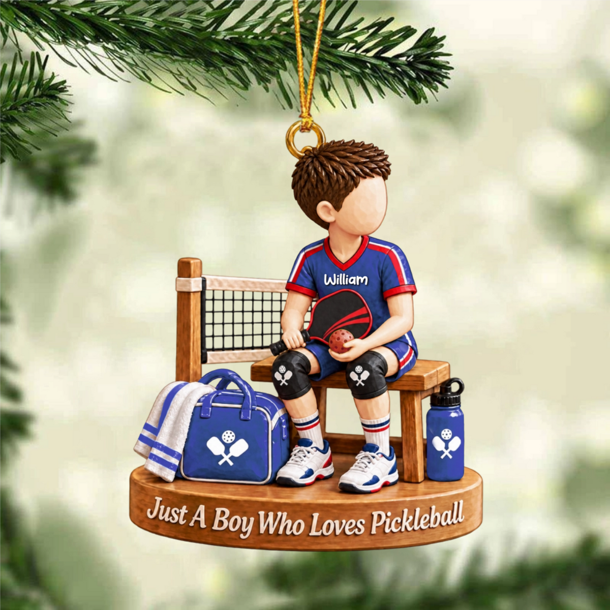 Personalized Pickleball Boy Girl Christmas Ornament - Custom Pickleball Player Gift