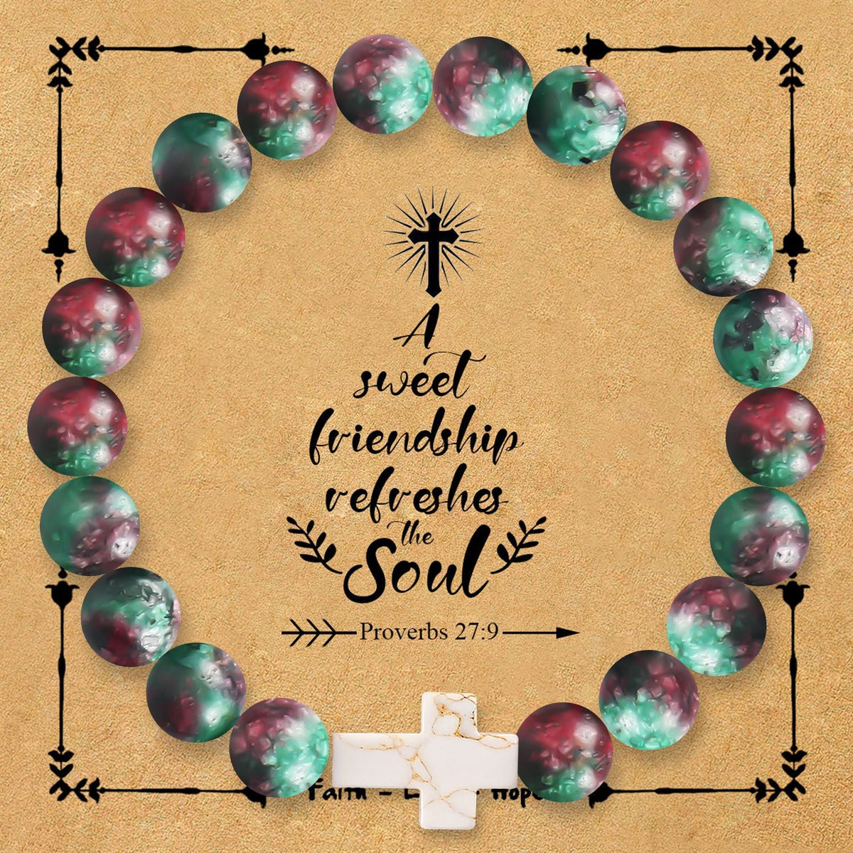 Natural stone cross bracelet